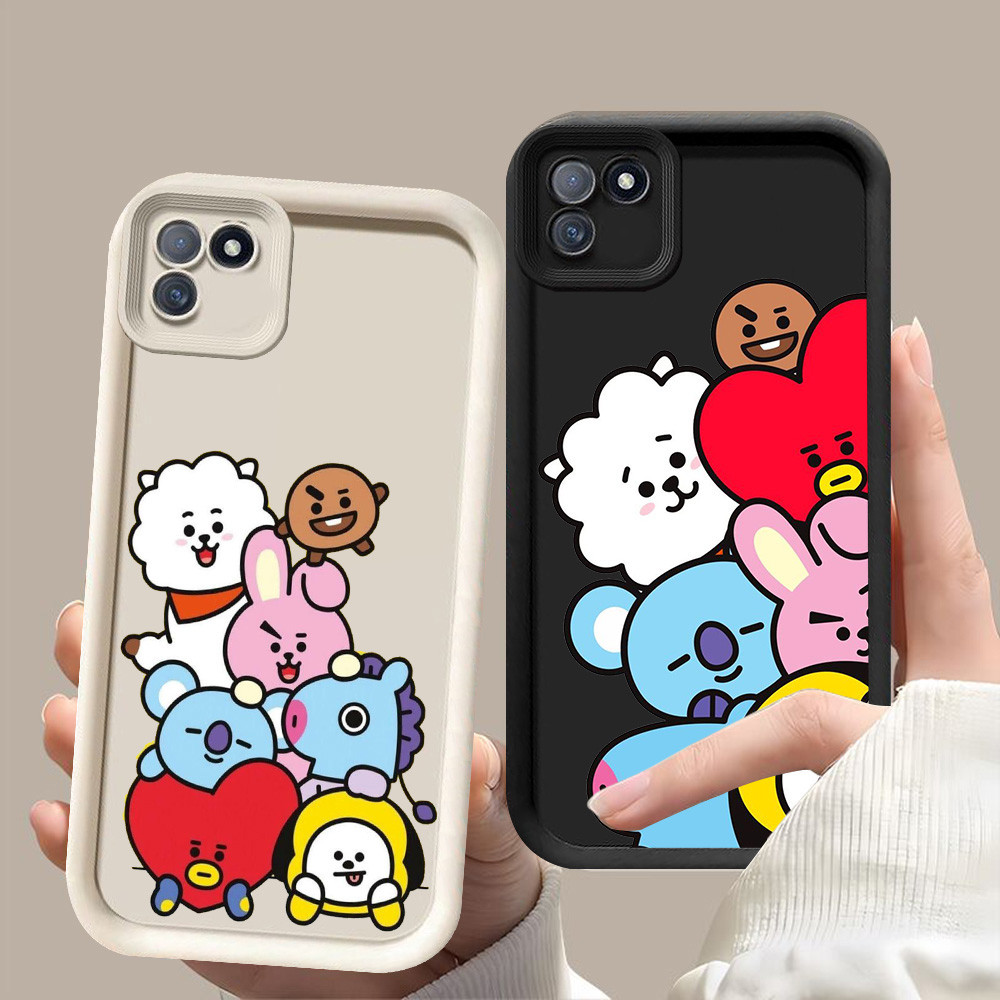 D-48 BT21 Case Hitam Putih Casing untuk Realme C11 2021 C20 C20A