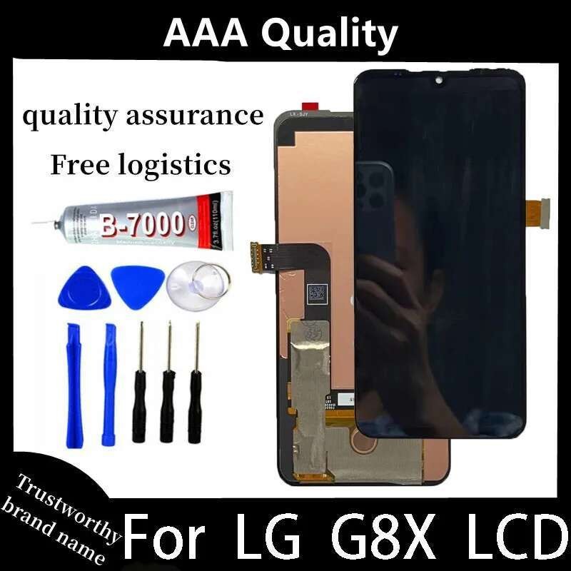 LCD Layar AMOLED/TFT ThinQ V50S dengan Bingkai dan Digitizer Layar Sentuh untuk LG G8X V50SLCD