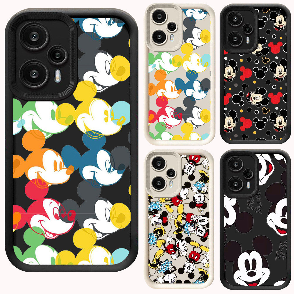 D-95 Mickey Mouse Case Hitam Putih Casing untuk Xiaomi Redmi 13 Turbo 3 POCO F5 X5 F6 X7 Pro 5G