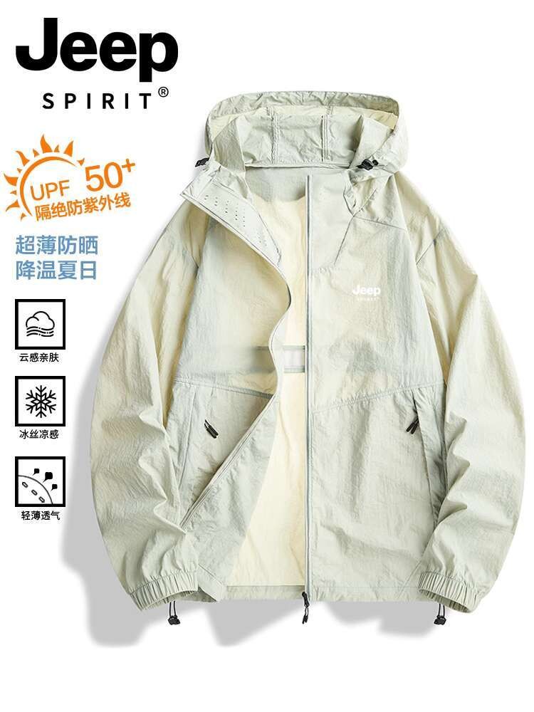 Jeep musim panas 2024 baru tipis gunung pria anti UV memancing baju pelindung matahari jaket
