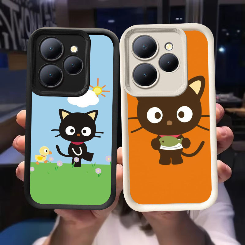 O-32 Chococat Casing untuk Tecno ITEL A70 POP Spark 8 Pova 6 GO 2024 20 Pro 5G Hitam dan Putih