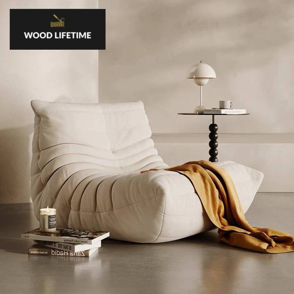 Sofa Caterpillar t tamu modern balkon libur sofa malas bisa berbaring atau tidur, gaya krim kursi ru