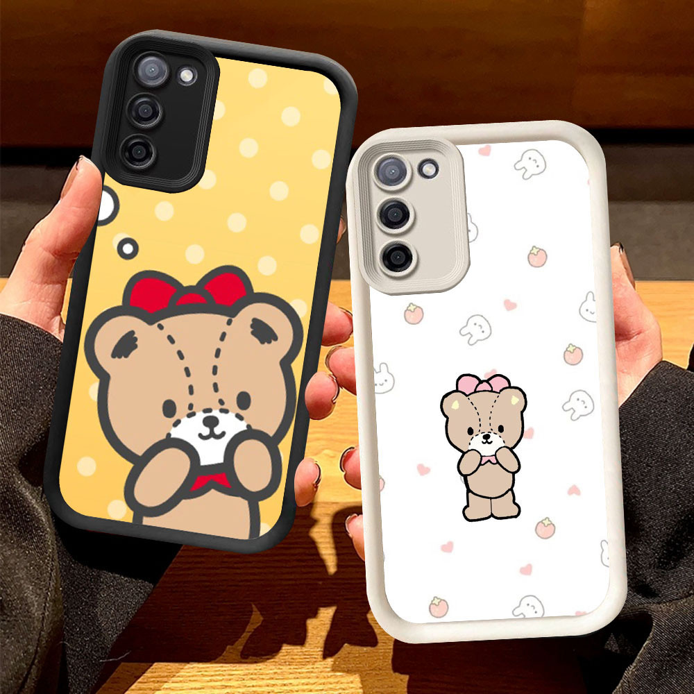 O-31 Tiny Chum Bear Casing untuk Samsung F02S A03 Core A02S M02S M02 A02 A03S Hitam dan Putih