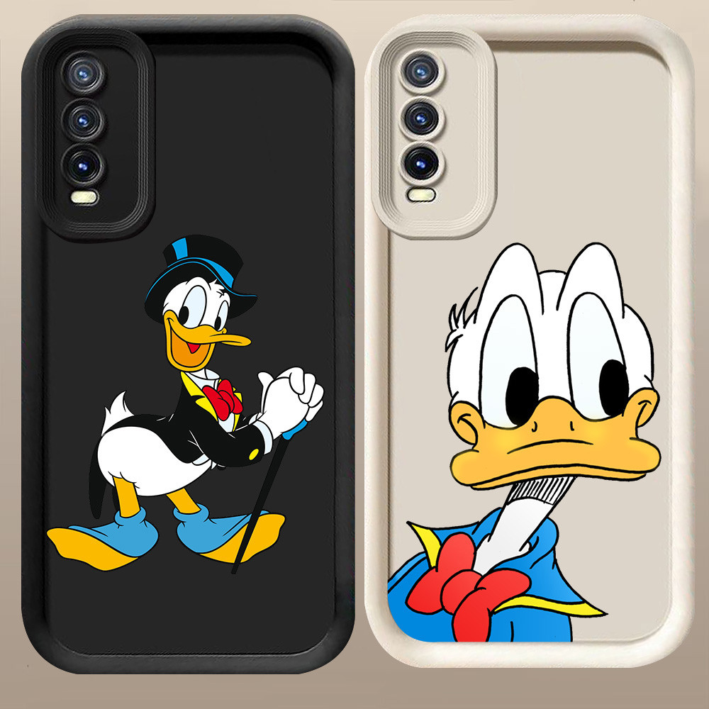 D-36 Donald Duck Case Hitam Putih Casing untuk VIVO Y12s Y20i Y11s Y20 Y20s S1 Pro