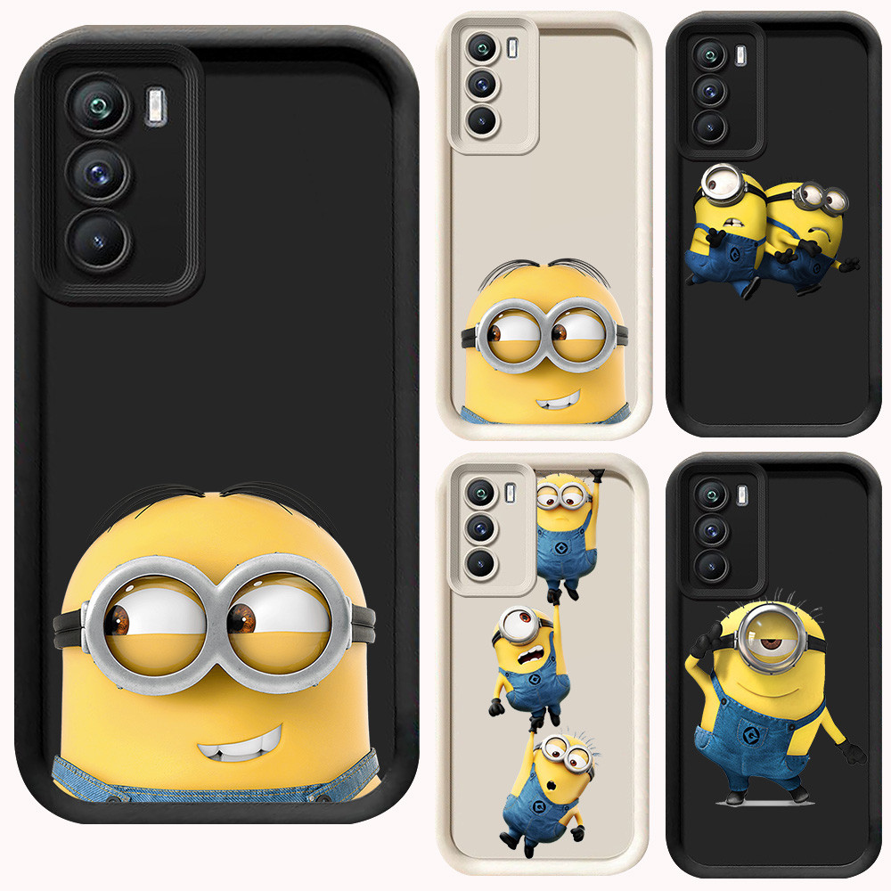 D-8 Cute minions Case Hitam Putih Casing untuk OPPO A54S A74 A94 A16s A55 A16