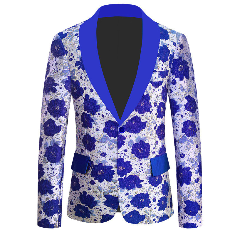 Jas Blazer Pesta Pria  Jacquard pria Amerika jaket pertunjukan formal acak pakaian penyanyi panggung