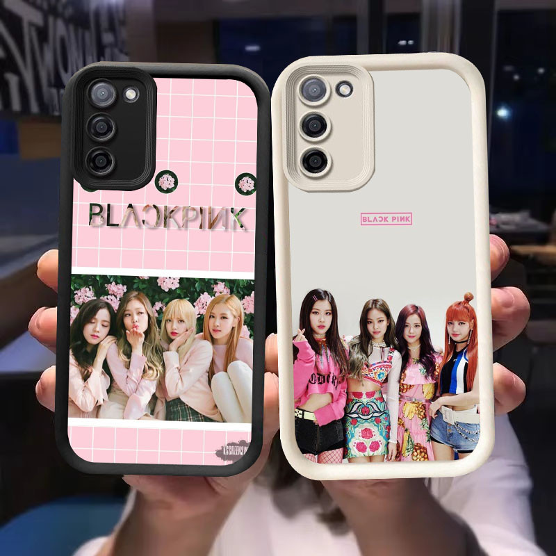 O-18 BLACKPINK Casing untuk Samsung F02S A03 Core A02S M02S M02 A02 A03S Hitam dan Putih