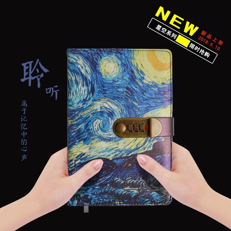 

Bantalan kata sandi langit berbintang alat tulis Qidu dengan buku harian kunci buku catatan sastra