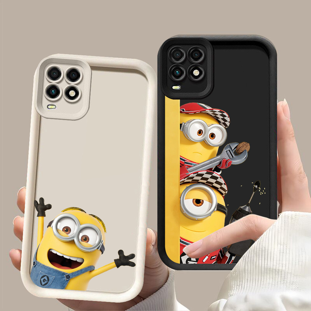 D-63 minions Case Hitam Putih Casing untuk OPPO A54 Realme 8 8S Pro 5G