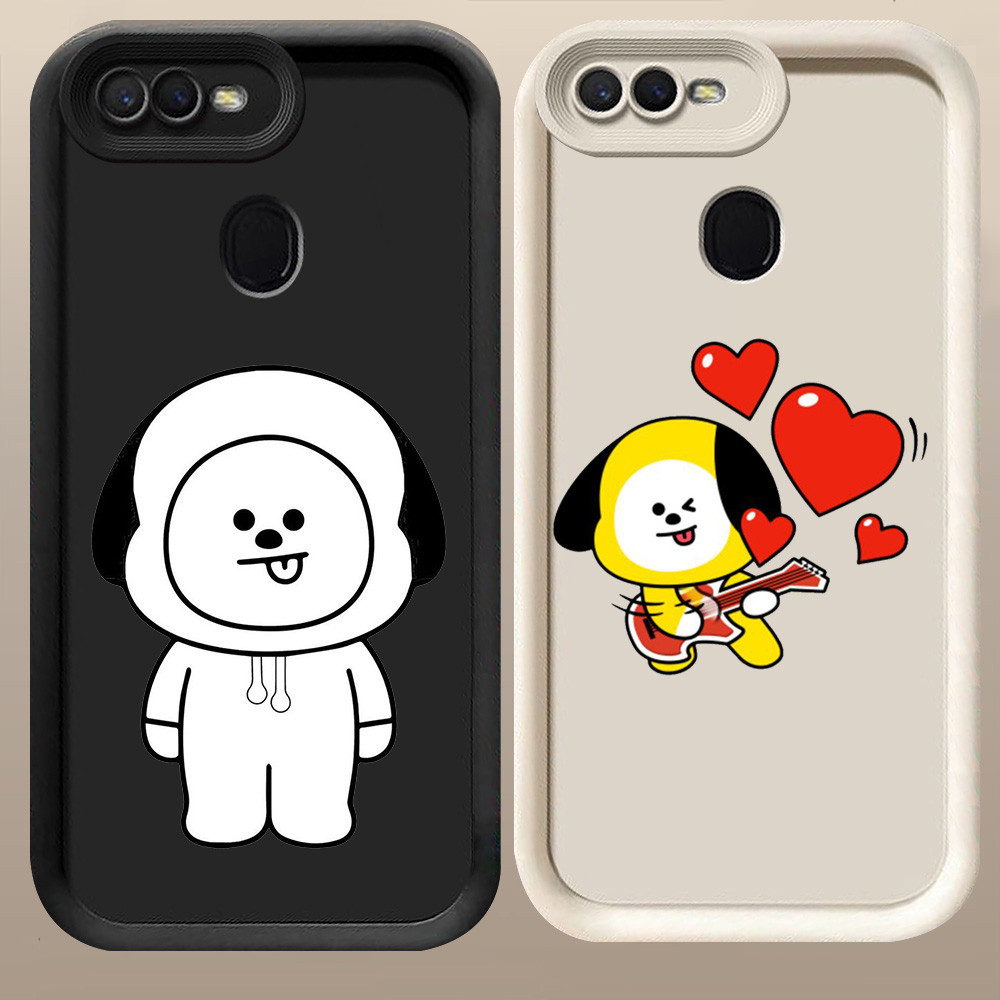 D-34 BT21 Chimmy Case Hitam Putih Casing untuk OPPO F7 F9 A12s A5S A7 A12 Pro
