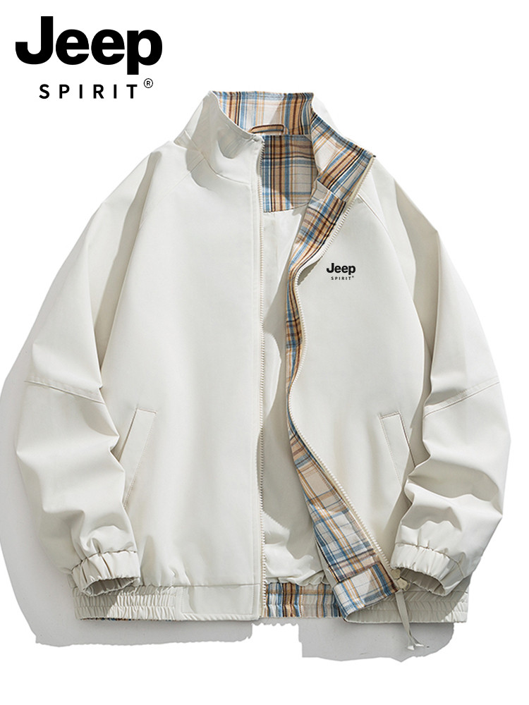 Jeep Spirit laki-laki 2025 semi musim gugur baru pemuda windproof dan waterproof splicing jaket plai
