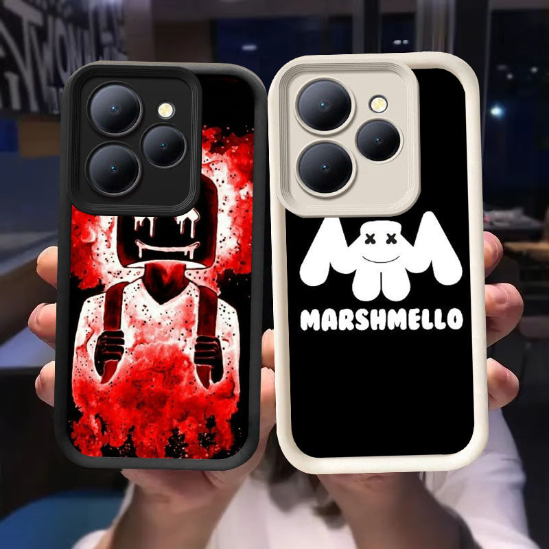 O-8 Marshmallow Casing untuk Tecno ITEL A70 POP Spark 8 Pova 6 GO 2024 20 Pro 5G Hitam dan Putih