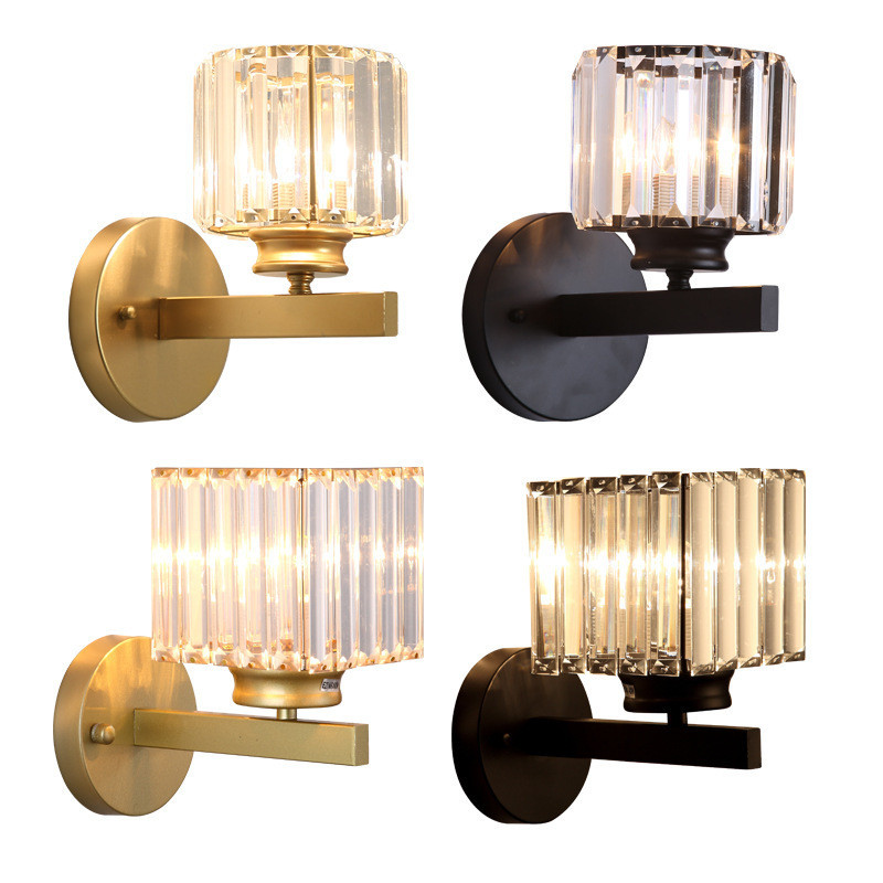 Lampu Dinding Tembok Interior Wall Lamp LED  Lampu kristal Amerika, sederhana post-modern, ruang tam