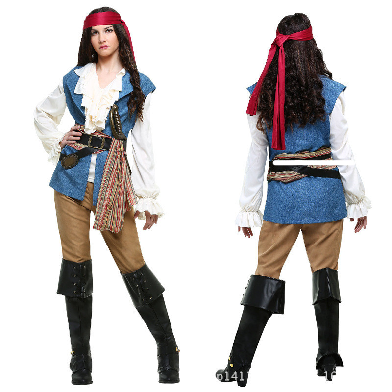 Kostum Halloween Wanita Dewasa Pirates of the Caribbean Celana Panjang Seragam Permainan Bajak Laut 