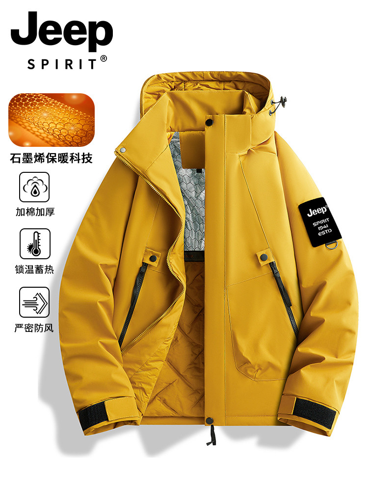 JEEP SPIRIT Down for Men, Autumn and Winter 2024 New workwear, Cotton Jacket, Jacket