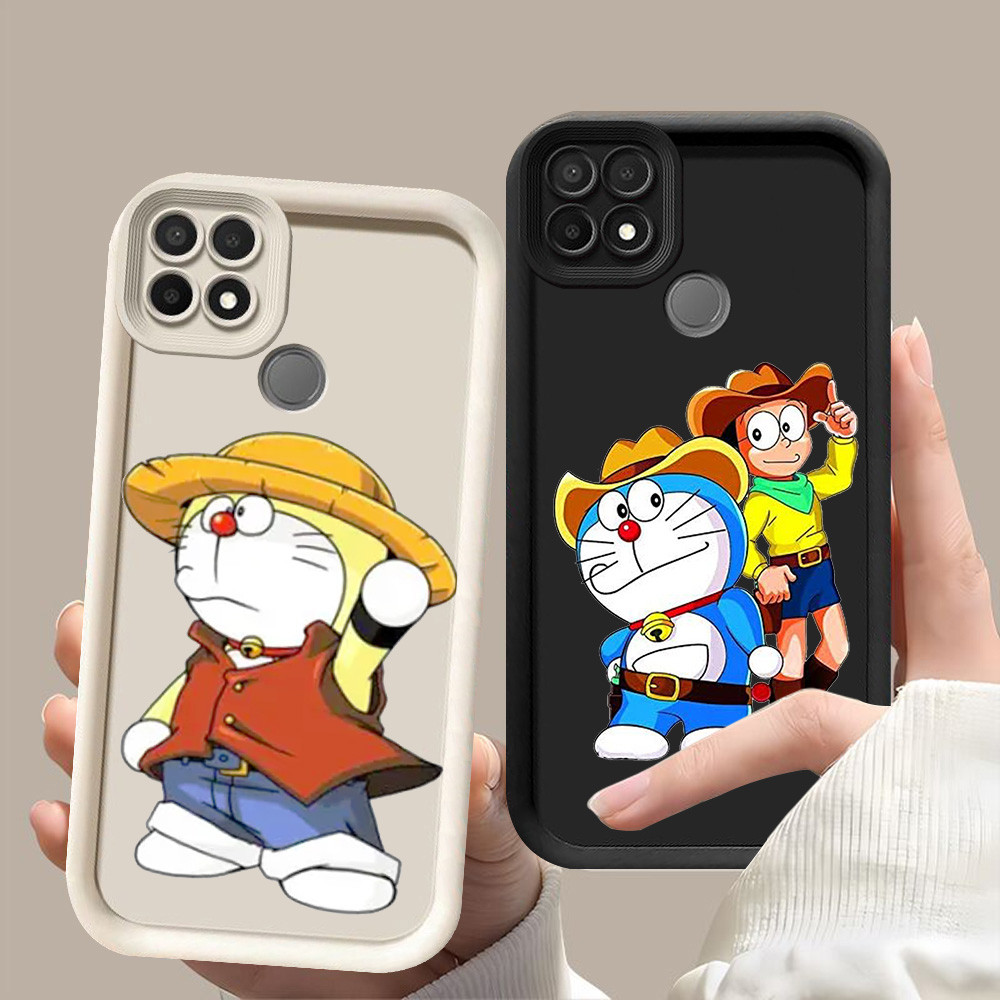 D-20 Cute Doraemon Case Hitam Putih Casing untuk Realme Narzo 30A C21Y C21 20 C25Y