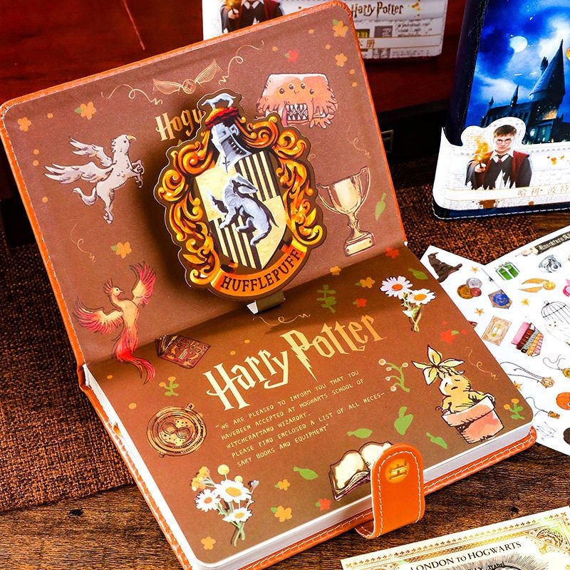 

Buku catatan buku harian retro buku harian sampul keras Sekolah Sihir Hogwarts daun lepas asli Harr