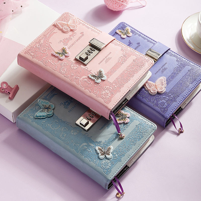 

Bantalan Kata Sandi dengan Buku Harian Kunci Sastra dan Artistik Retro Girly Heart Notepad Buku Cat
