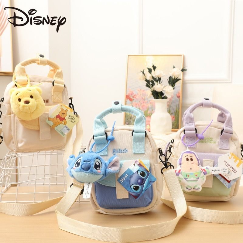 Disney Genuine Stitch Cute Crossbody Bag Buzz Lightyear Plush Doll Pendant Canvas Handbag