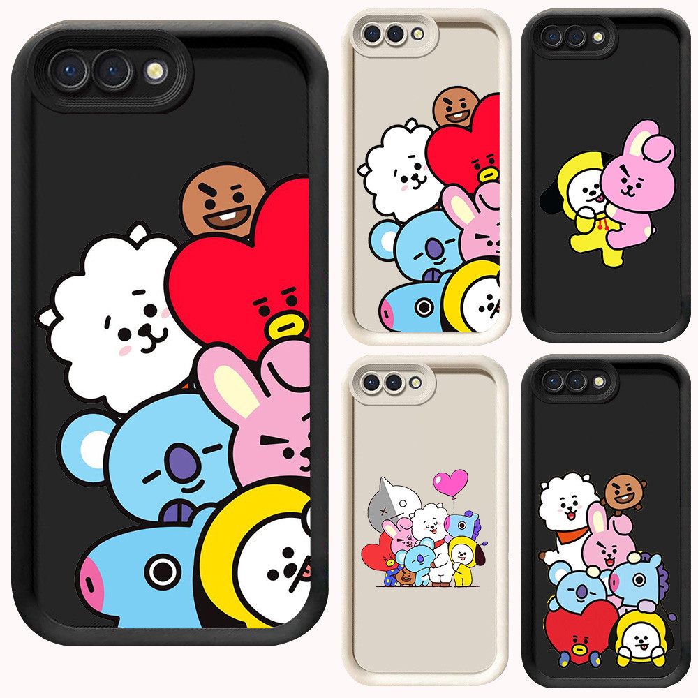 D-48 BT21 Case Hitam Putih Casing untuk OPPO A5 A3S Realme C2s C2 A12E A1K