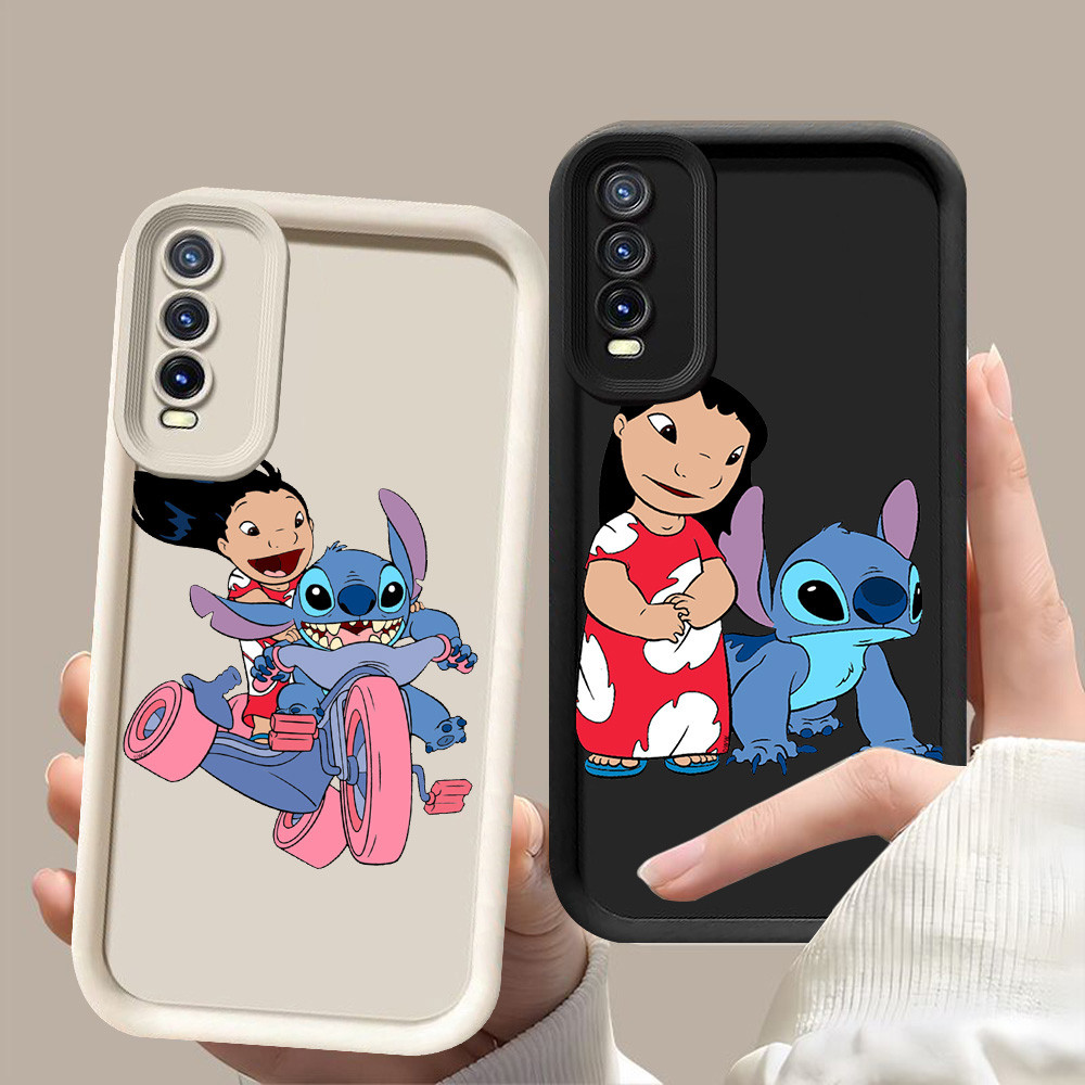 D-42 stitch & Lilo Case Hitam Putih Casing untuk VIVO Y12s Y20i Y11s Y20 Y20s S1 Pro