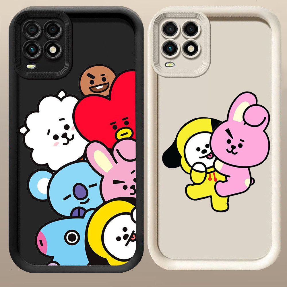 D-48 BT21 Case Hitam Putih Casing untuk OPPO A54 Realme 8 8S Pro 5G