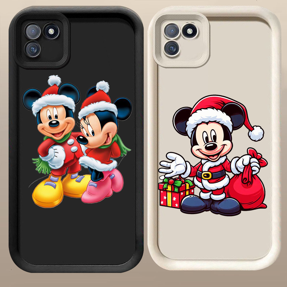 D-24 Christmas Mickey Case Hitam Putih Casing untuk Realme C11 2021 C20 C20A
