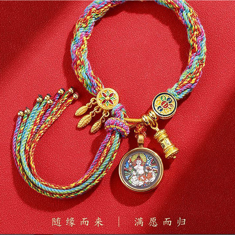 Asesoris Gelang Shio   Tahun zodiak 2024 Tangka gaya Tibet tangan naga amulet gelang, 12 tanda zodia