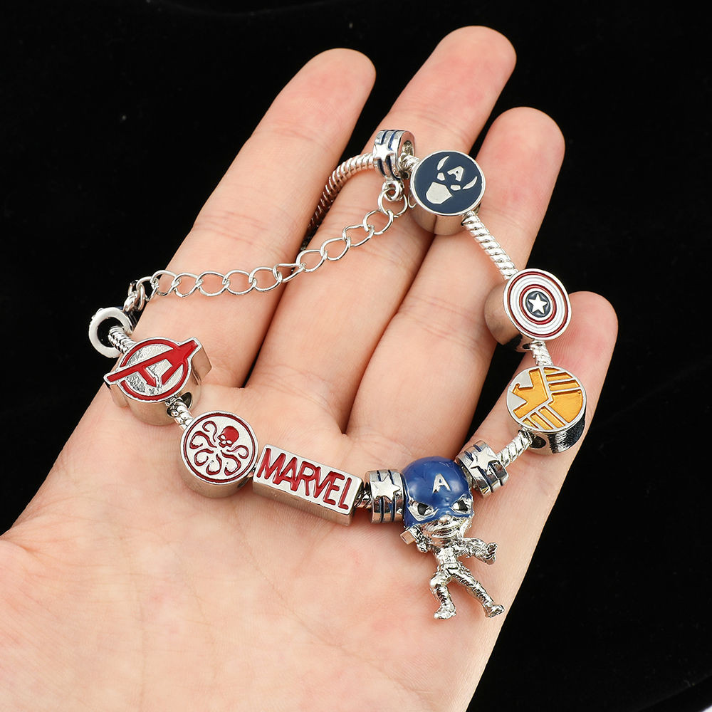 PR European And American Marvel Combination Bracelet Iron Man Spider Captain America Thor Marvel Cap