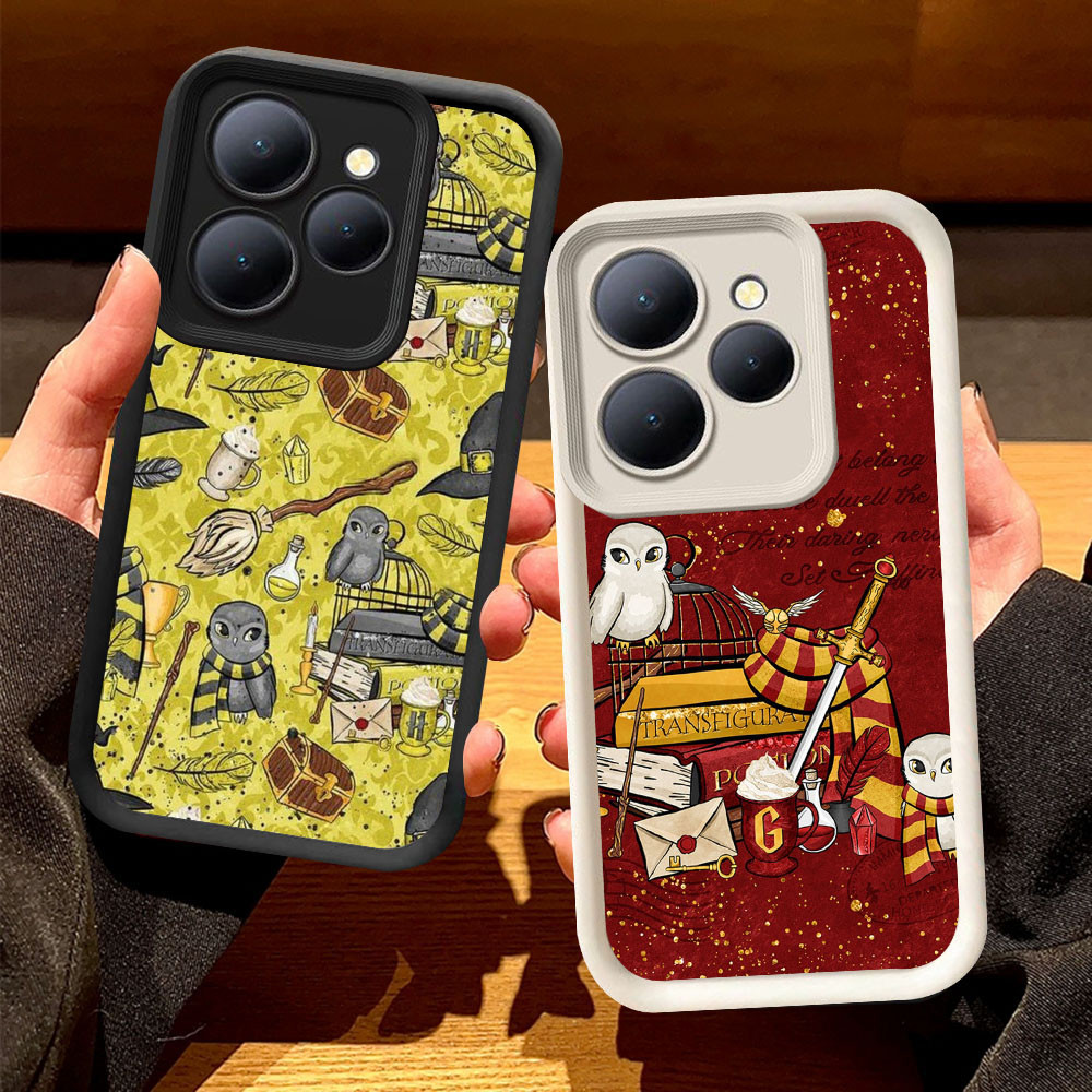 O-7 Hedwig Owl Casing untuk Tecno ITEL A70 POP Spark 8 Pova 6 GO 2024 20 Pro 5G Hitam dan Putih