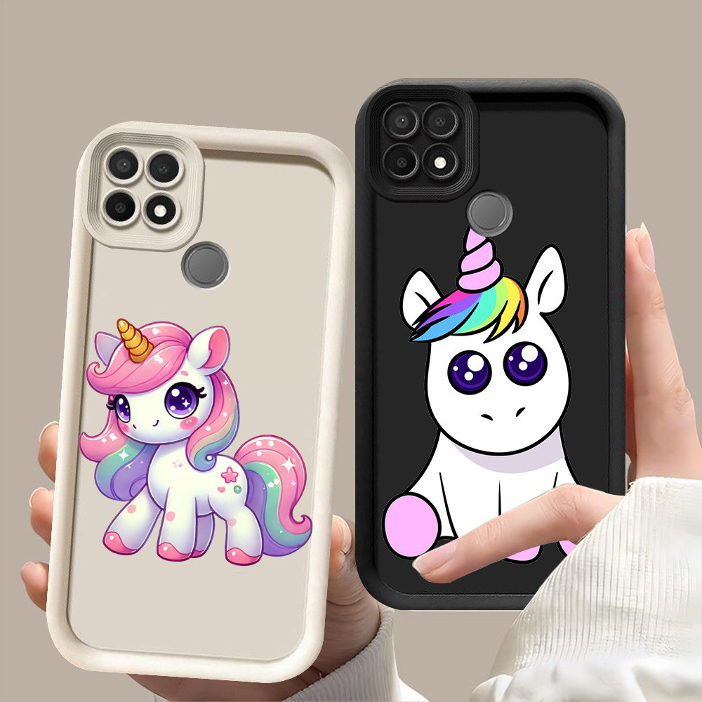 D-70 Unicorn Case Hitam Putih Casing untuk Realme Narzo 30A C21Y C21 20 C25Y