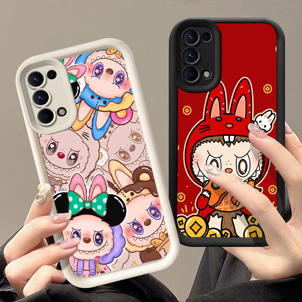 Casing untuk OPPO Reno 5 F19s 4 6 A72 A52 A95 A92 F19 Find X3 Lite 5G Q-29 Cute Pink Labubu