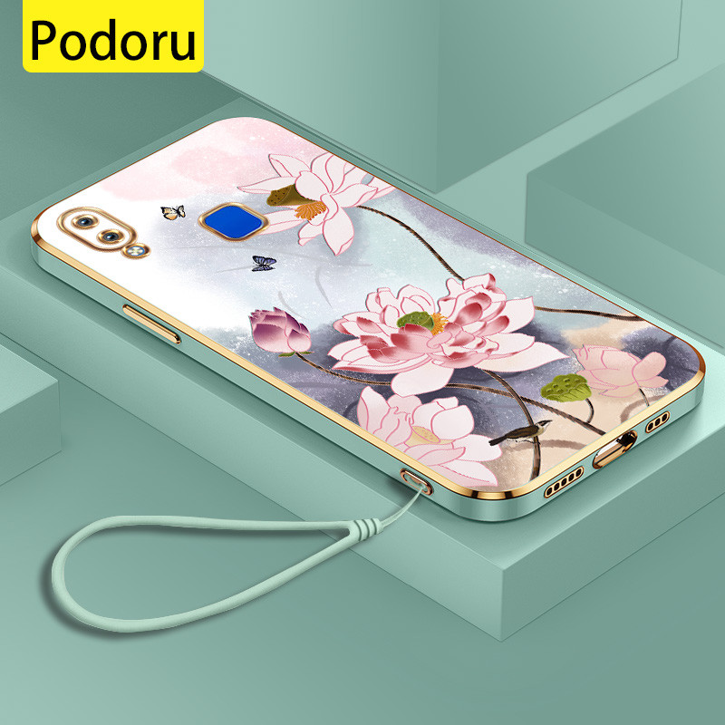 Soft Case Hp Untuk Vivo Y91 Y95 1816 1817 1811 1807  Minyak pada Kanvas Bunga Teratai Casing Ponsel