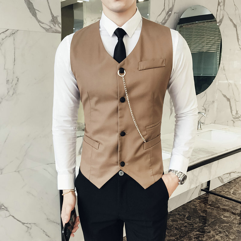 Rompi Vest Pria Perusahaan pria Leisure Horse Nightclub Youth No Heat Solid ColoRompi Vest Pria Prof