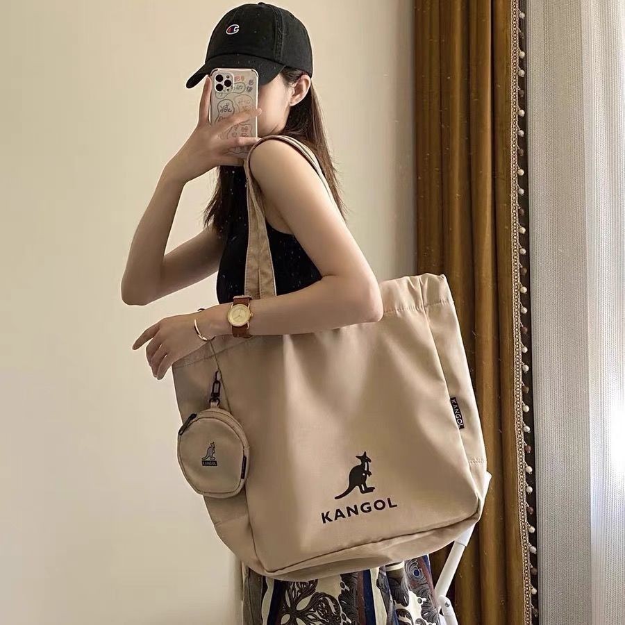 KANGOL New Drawstring Fashion Large Capacity Bag Shoulder Portable Tote Bag Shopping Bag Attendance 