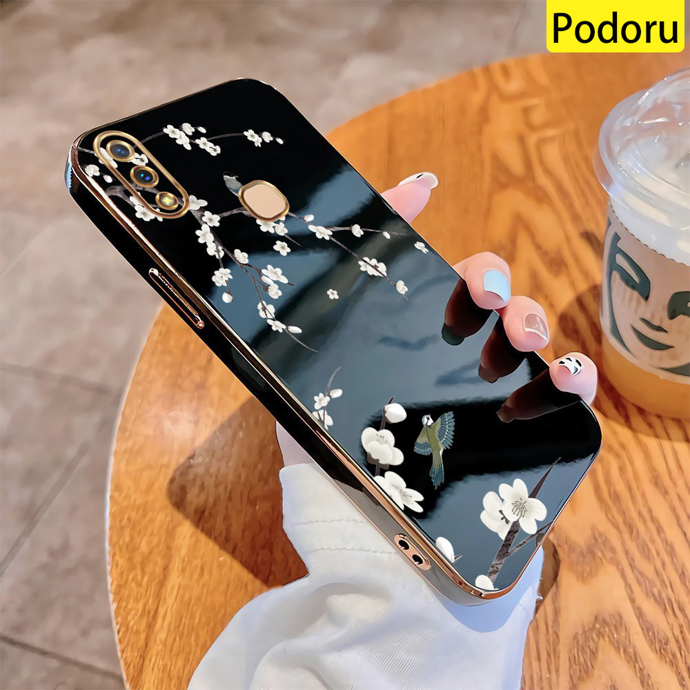 Case Hp Vivo Z3 Z3I V11I 1806 Floral Green Butterfly Slikon Anti Crack Softc
