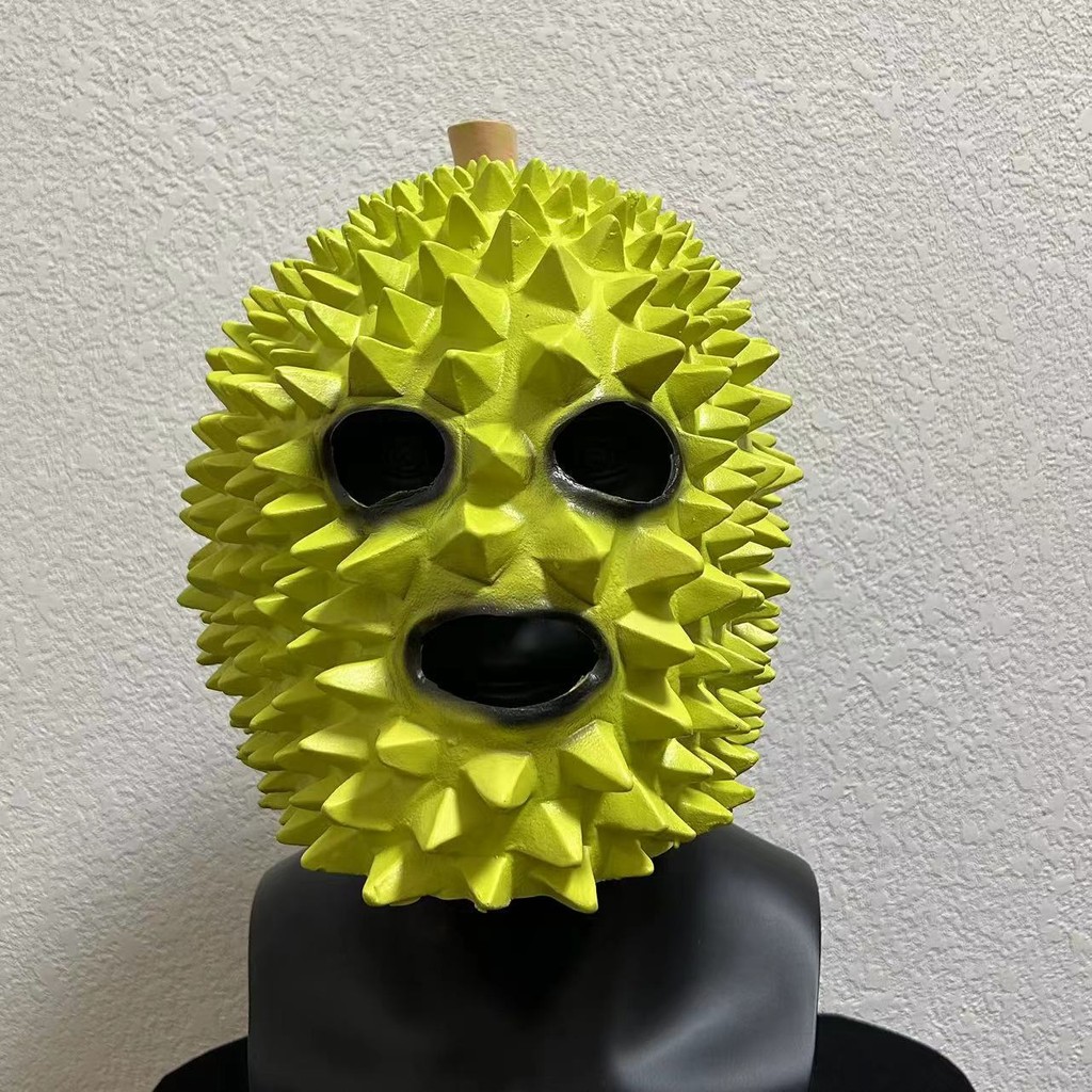 Topeng Halloween Topi Durian Buah Pesta Halloween Prom Bar Topeng Blueberry Anggur Lucu Helm Lateks 