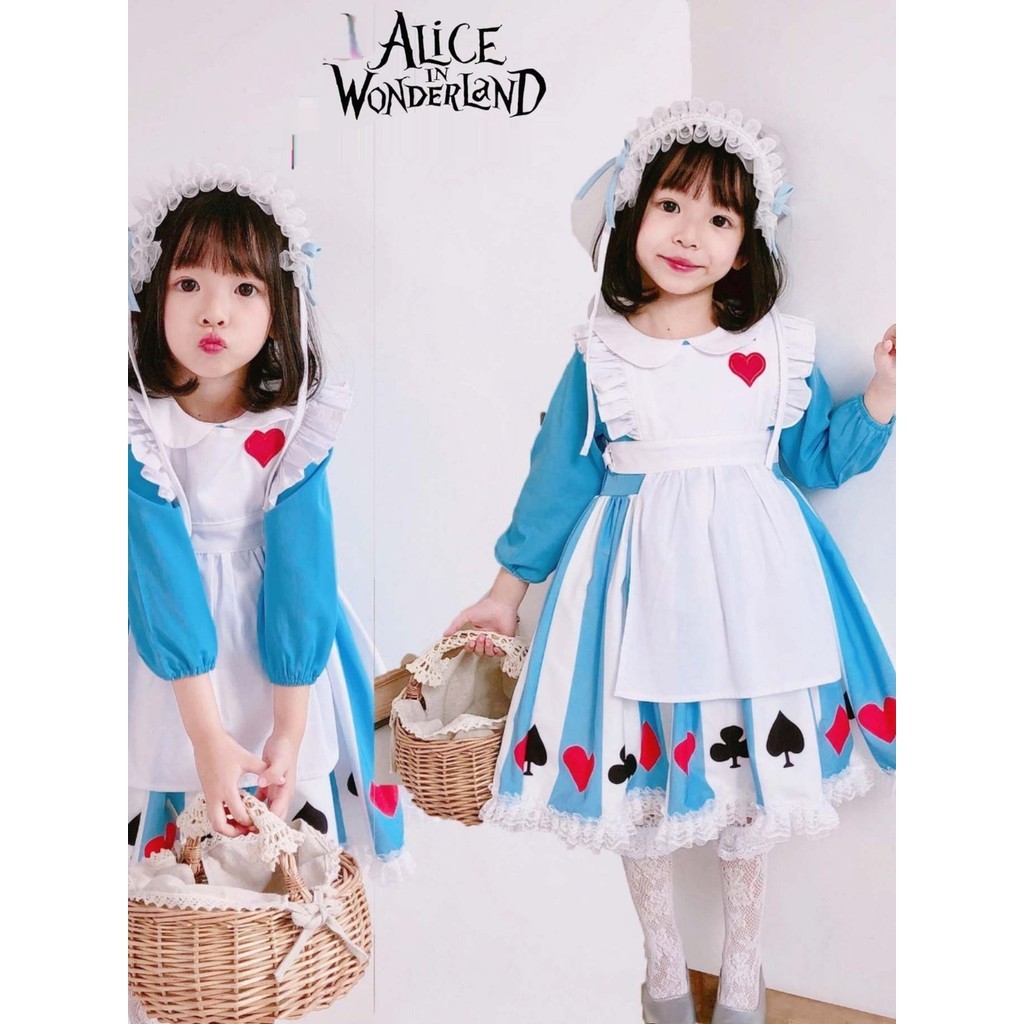 Putri Anak Disney Baru berpakaian Halloween Girl Alice Cos Maid Dress Performance