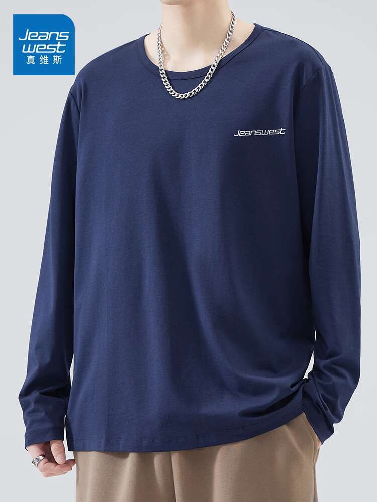 Jeans Autumn Long Sleeve T-shirt for Men 2023 New Modal Casual Round Neck Undercover Top