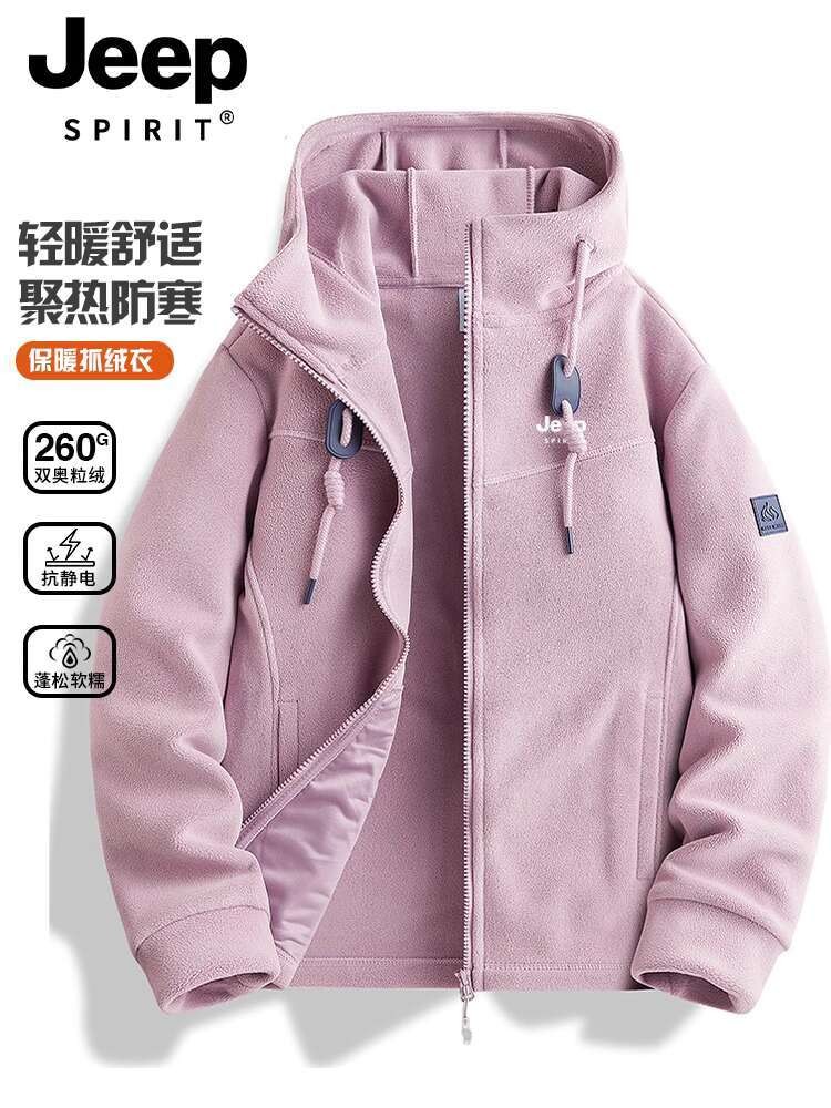 JEEP SPIRIT Jaket wanita 2024 gugur musim dingin baru ibu tua dengan topi plush