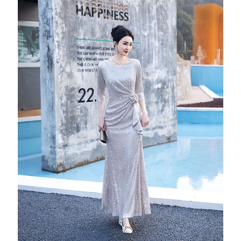 2024 New Wedding Mother Noble Sequin Wedding Banquet Mother-in-Law Outfit High-end Banquet Host Even