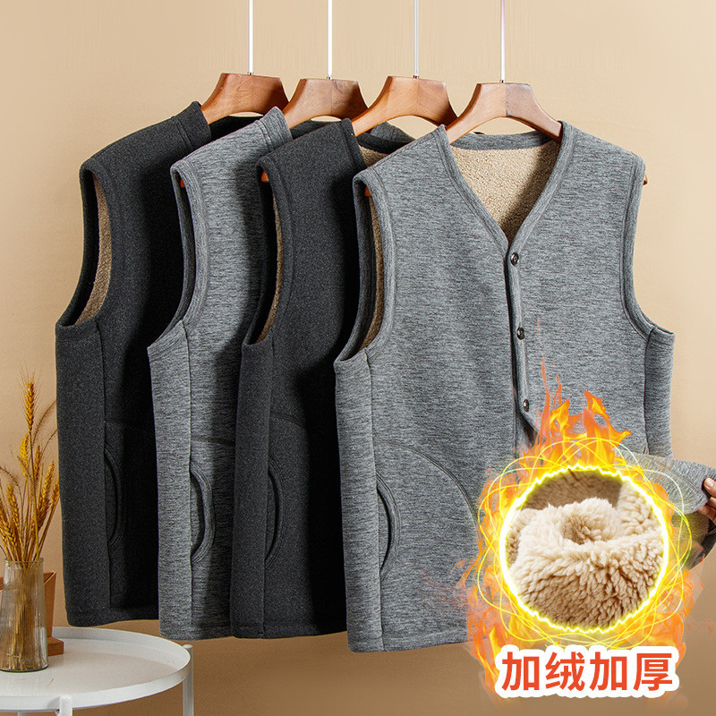 Rompi Vest Pria  Jaket produk baru untuk ayah laki-laki usia tengah orang tua, tanpa lengan dan kake