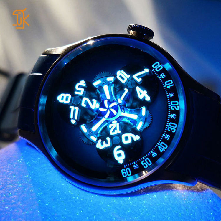 Jam Tangan Mewah  Lihat ODM Creative Design Luminous Blue Sands Dial Time Roaming Mechanical Watch O