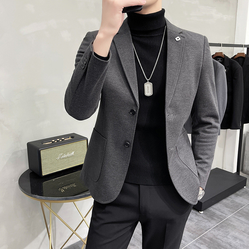 Jas Pria Formal Premium  Pakaian tebal Korea, jaket bulu biasa, biasa formal, gugur dan musim dingin
