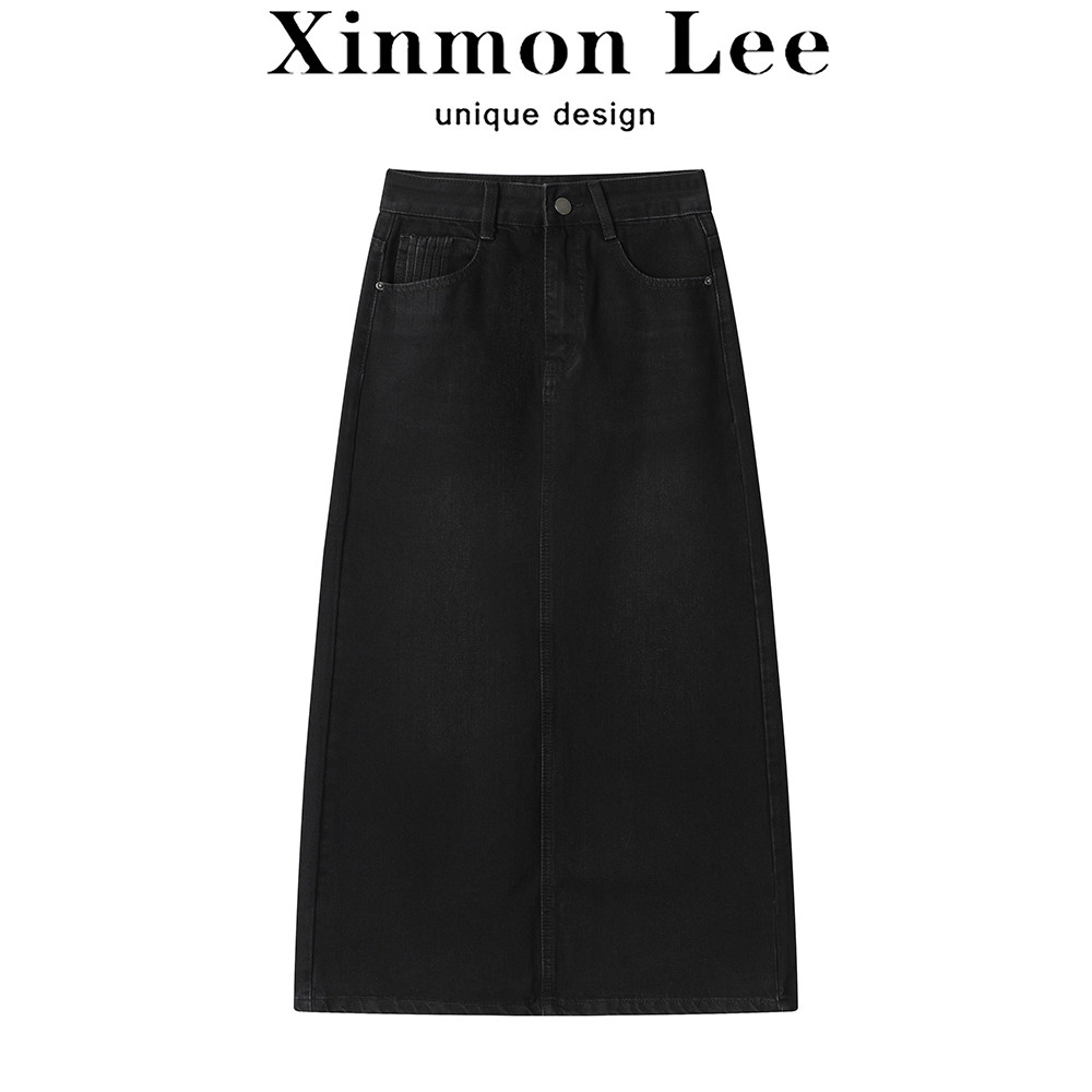 XinmonLee suku denim berasal dari pinggang tinggi untuk wanita di semi dan musim panas, rok potong k