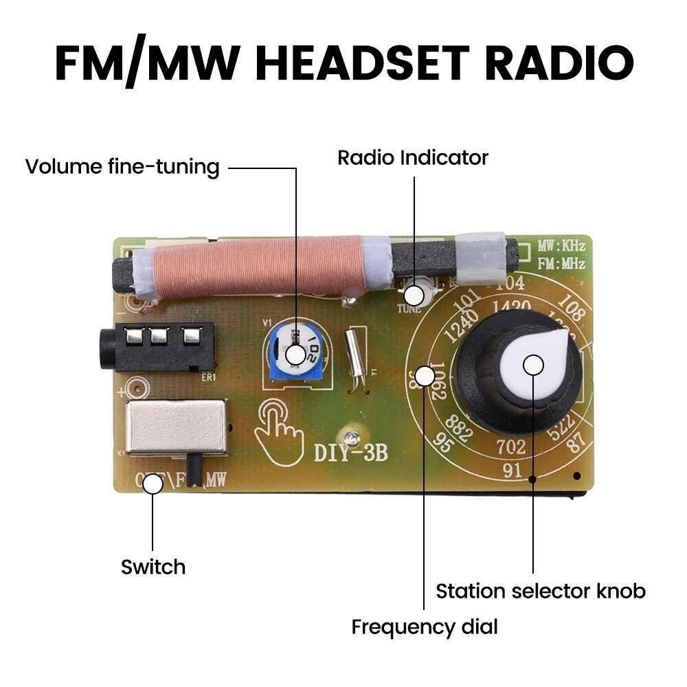 AM/FM 87-108MHz Gelombang Sedang FM Dua Band Stereo Tuner Digital Kit Modul Radio Headset DIY