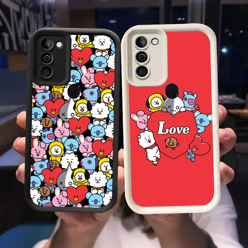 O-42 BT21 Casing untuk Samsung Galaxy A11 A10S M21 A20S M30S A21S A20 Hitam dan Putih