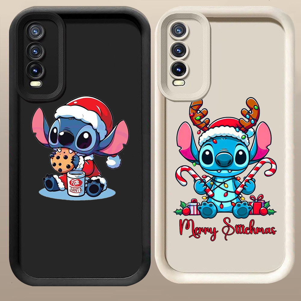 D-35 Stitch Christmas Case Hitam Putih Casing untuk VIVO Y12s Y20i Y11s Y20 Y20s S1 Pro