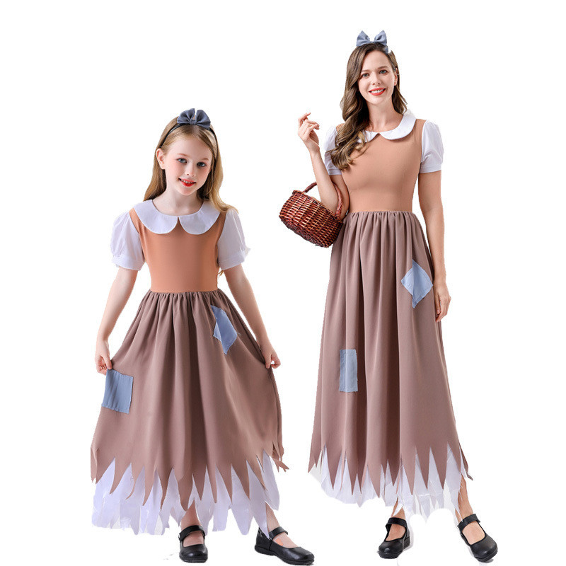 Kostum Pelayan Cosplay Putri Salju Halloween Gaun Kain untuk Anak-anak dan Dewasa Pakaian Cosplay Pa