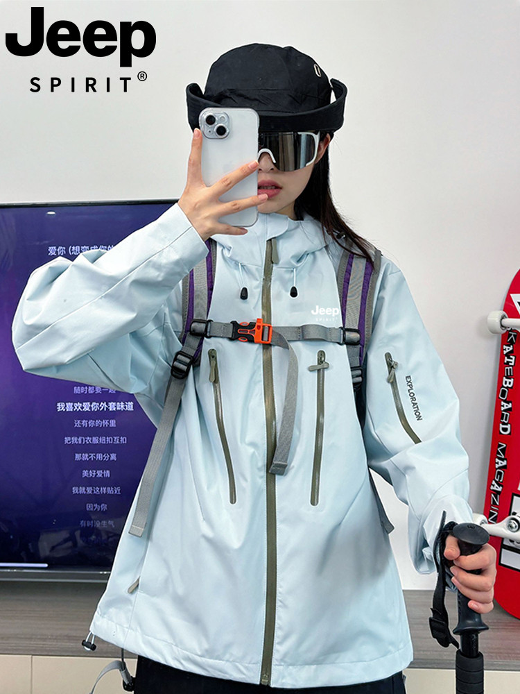 Jeep Spirit Blue Hoodie Women's 2024 New Autumn and Winter Short Three in One Ski Jacket